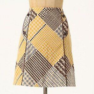 Anthropologie “Houndstooth Collage Pencil Skirt” Mini w/Pockets Petite